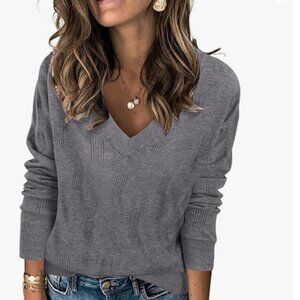 Licemere Soft V Neck Long Sleeve Fall Casual Regular Fit Sweater Top Size M NWT